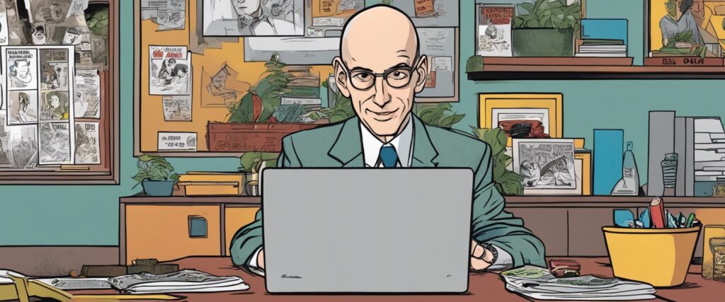 Adam Silver on a laptop as a teenager 