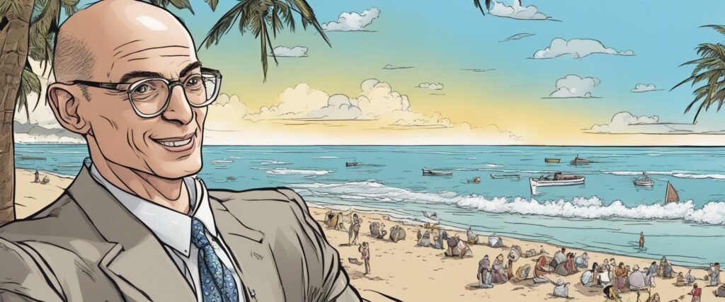 Adam Silver on a beach having fun, portrait