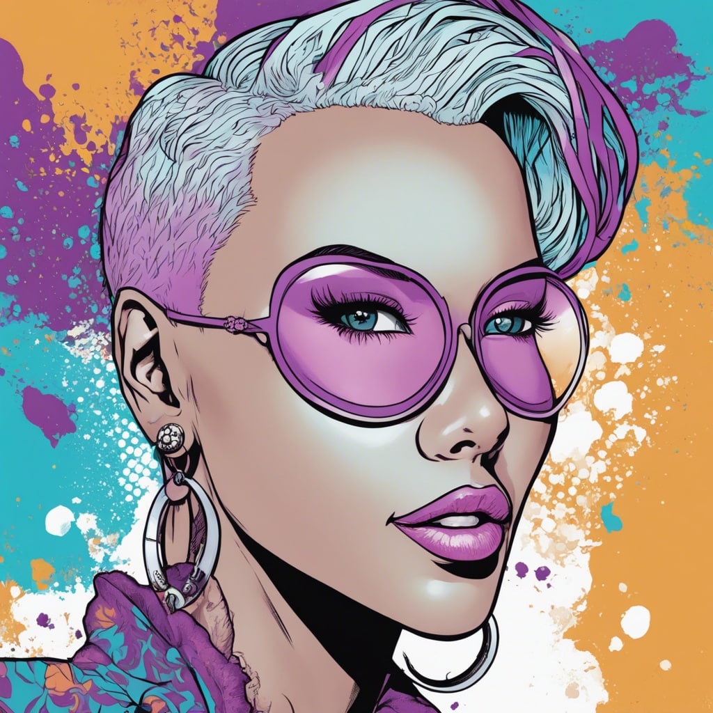 Amber Rose cyan purple and orange portrait