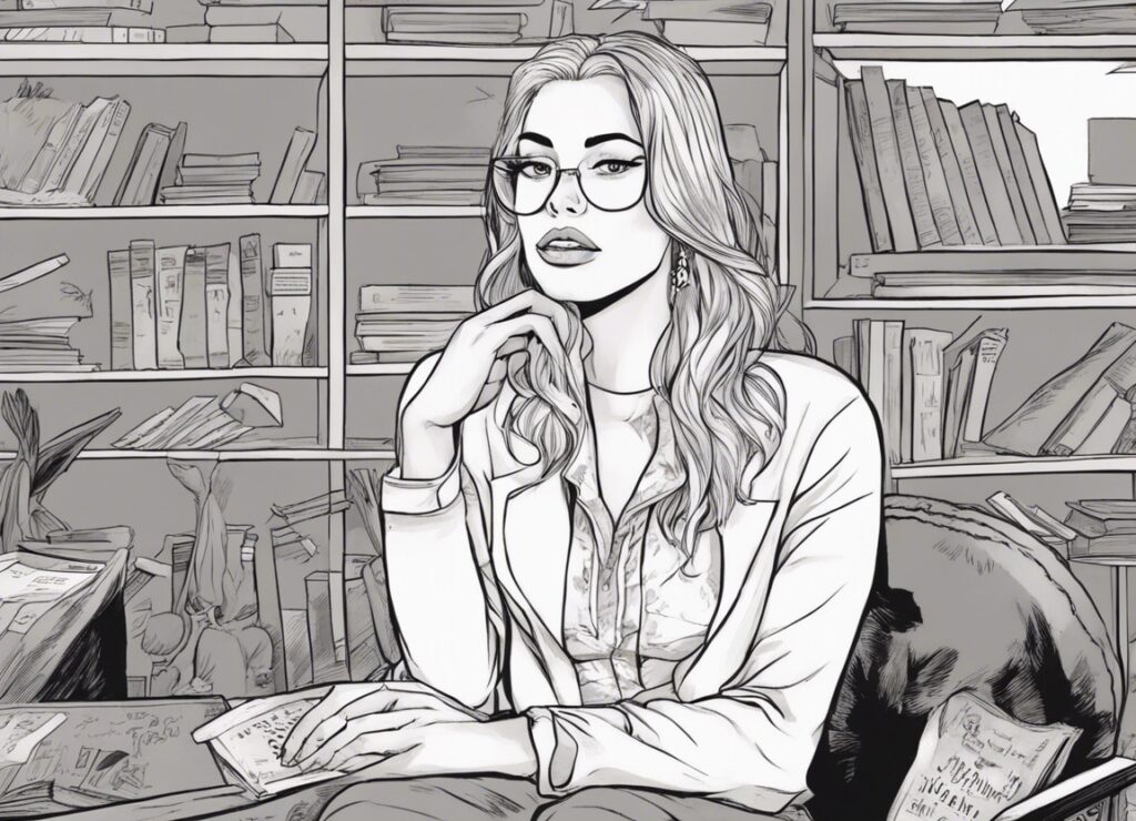 Amber Rose in high school library