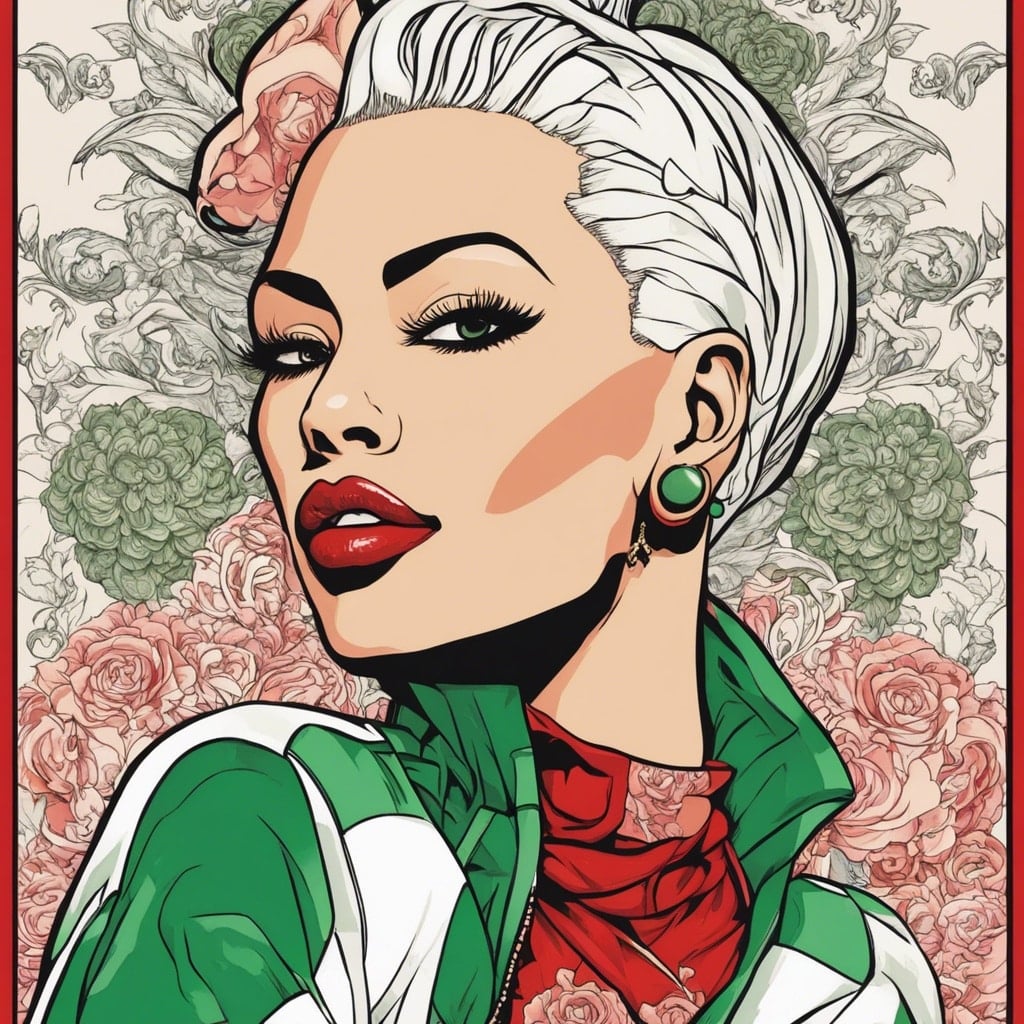 Amber Rose red and green portrait