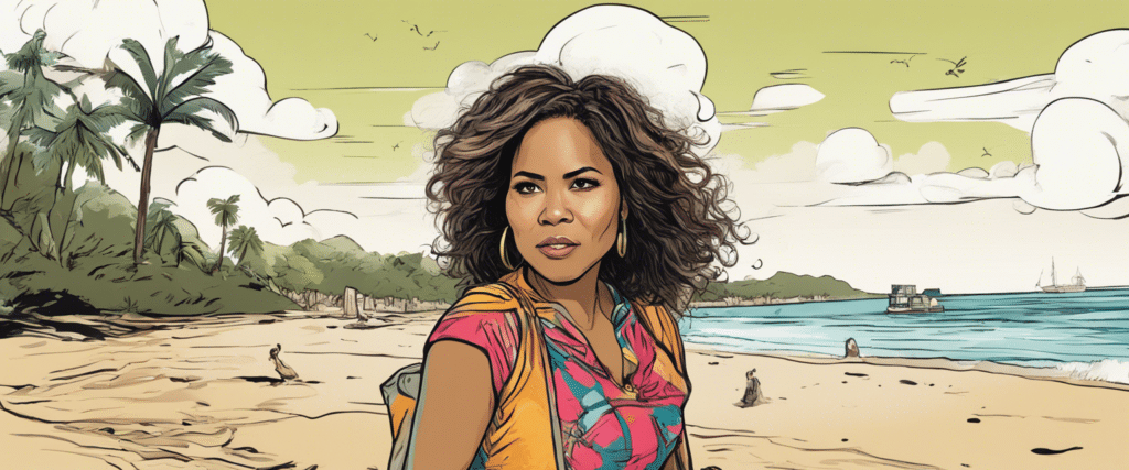 Angela Yee on a beach having fun