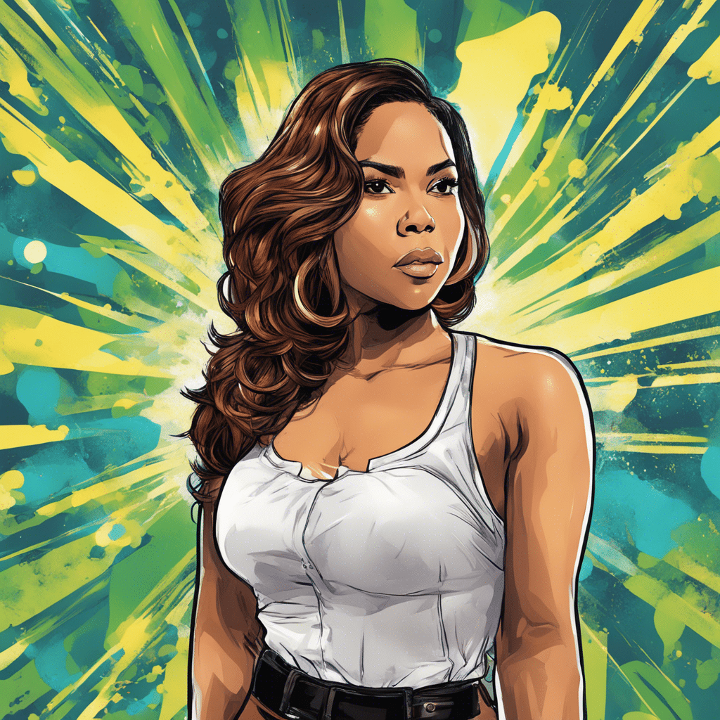 Angela Yee's portrait, shiny background