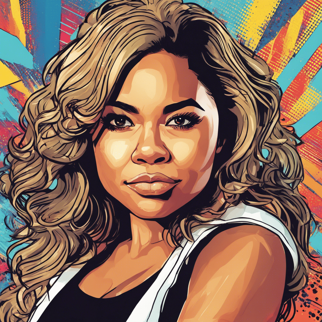 Angela Yee's portrait, shiny background