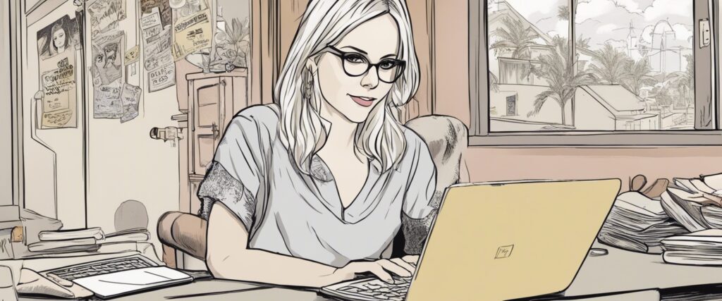 Anna Faris on a laptop