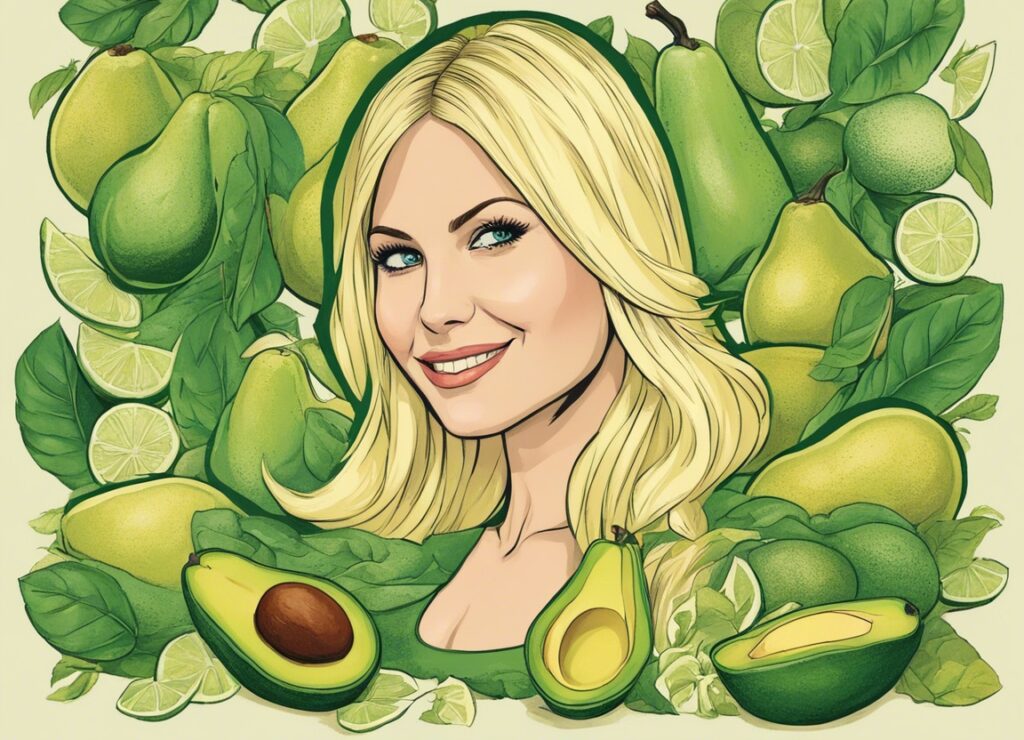 Anna Faris surrounded by avocados smiling portrait