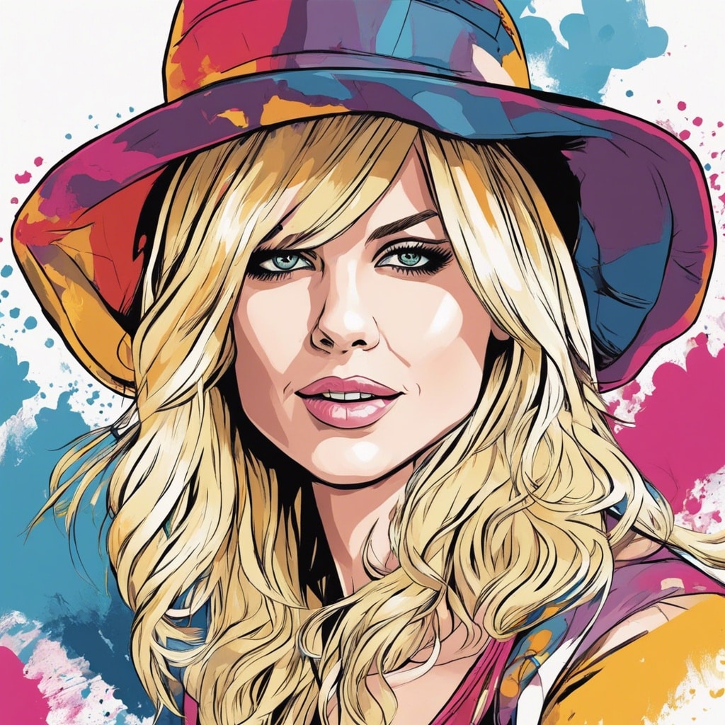 Anna Faris colorful portrait with beautiful hat