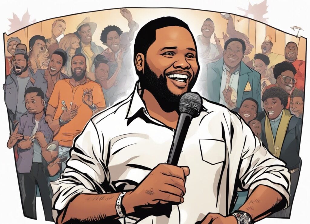 Anthony Anderson doing a stand up comedy in a club