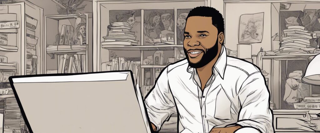 Anthony Anderson on a laptop as a teenager