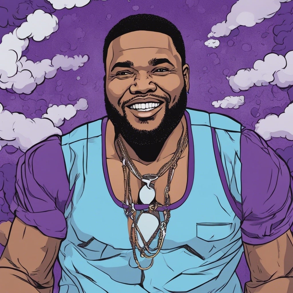 Anthony Anderson cyan and purple portrait