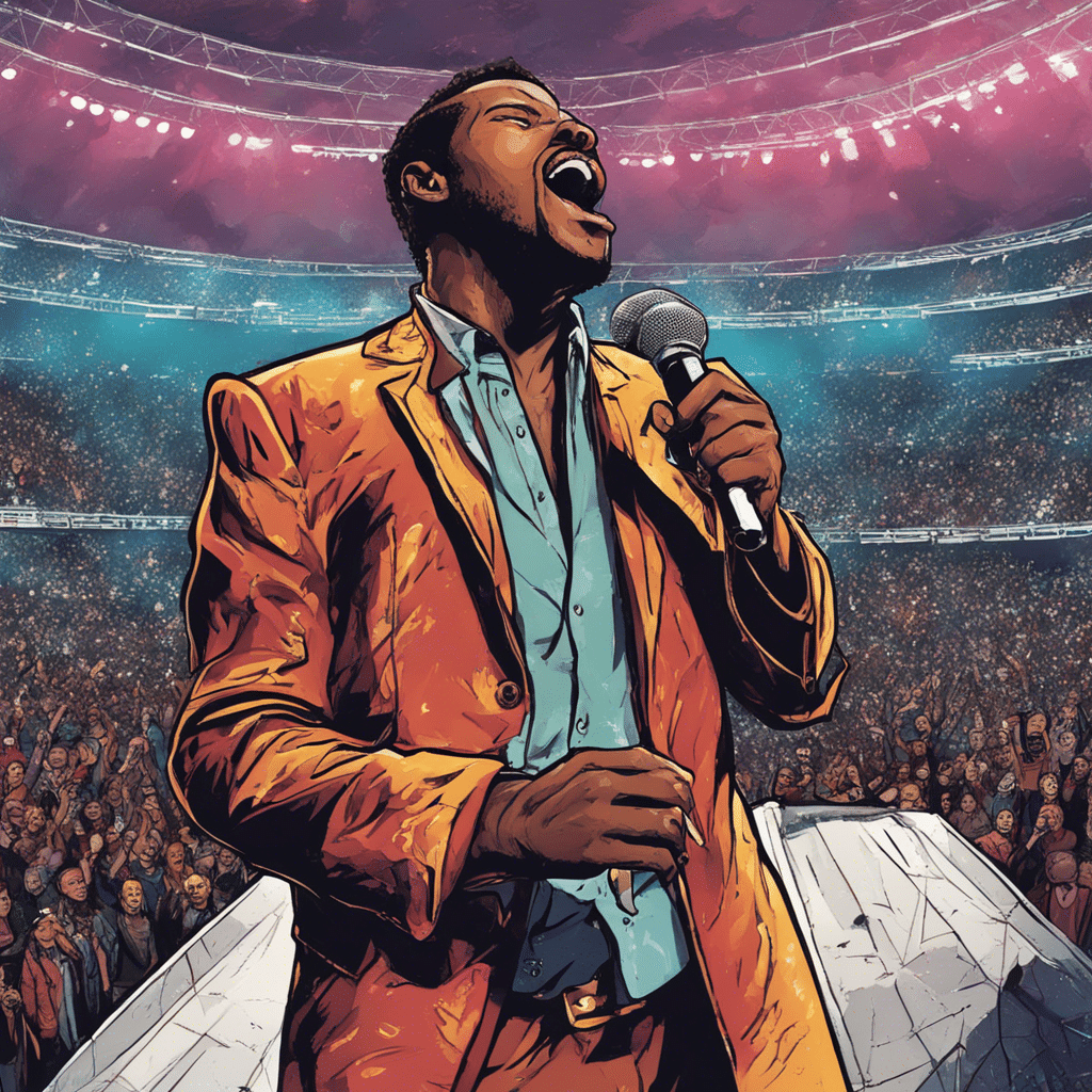 Bandman Kevo singing in front of huge arena full of people