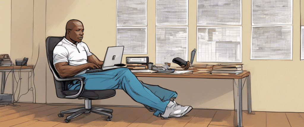 Bo Jackson working in his office