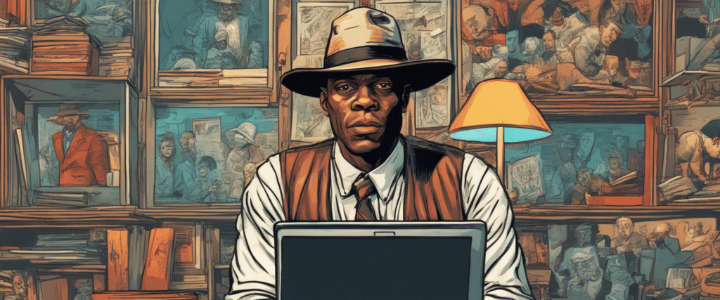 Bumpy Johnson on a laptop working