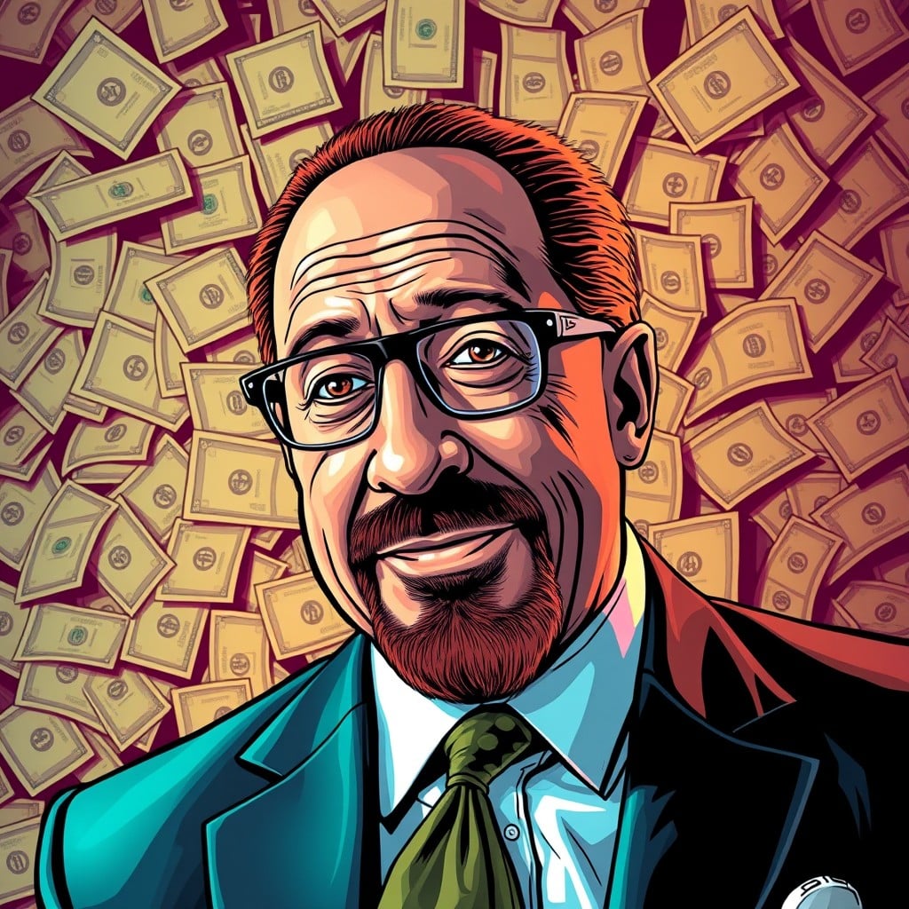 Clive Davis's portrait, money background