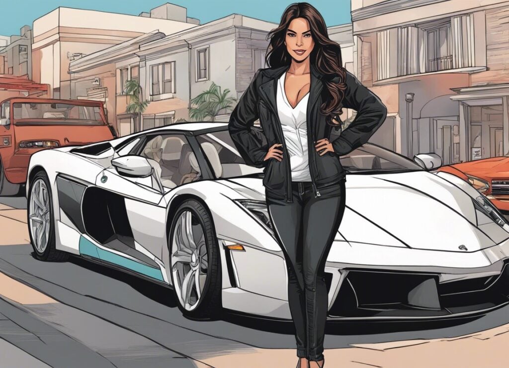 Constance Nunes along side brand new supercar in a commercial