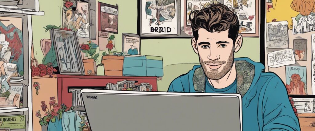 Cooke Maroney on a laptop as a teenager 