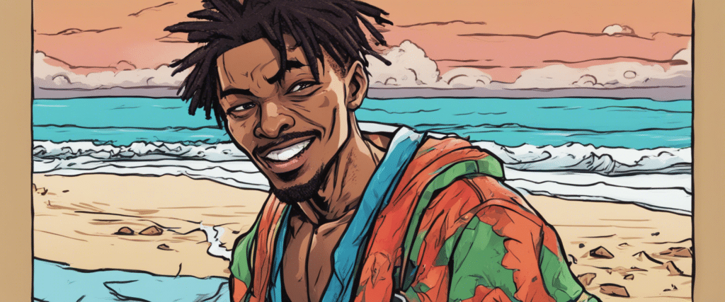 CoryxKenshin on a beach having fun