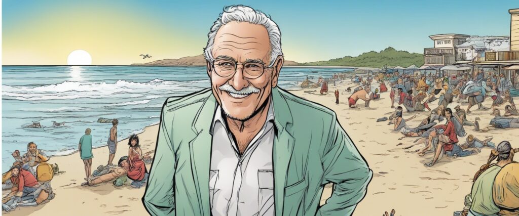 Dan Pena on a beach having fun