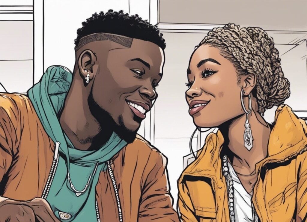 DaniLeigh and DaBaby looking at each other with love