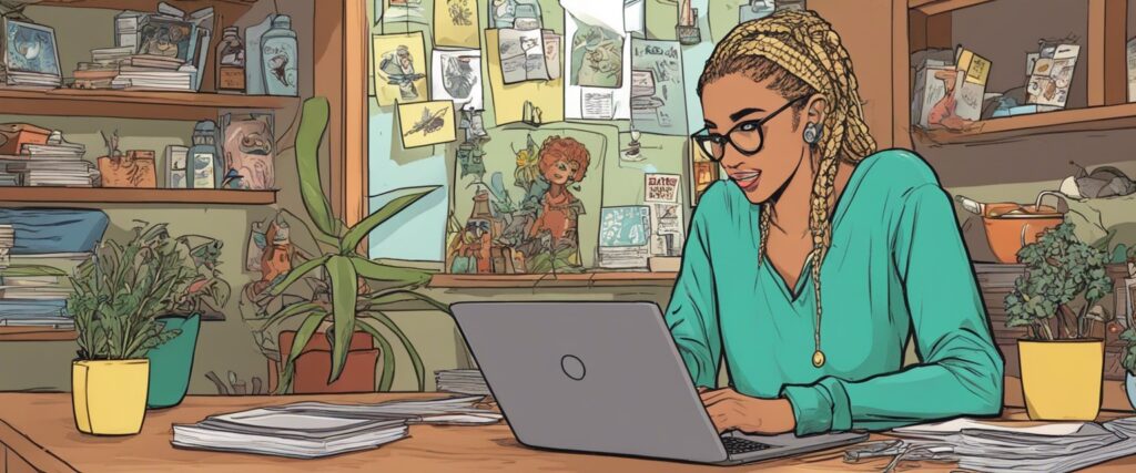 DaniLeigh as a teenager on a laptop