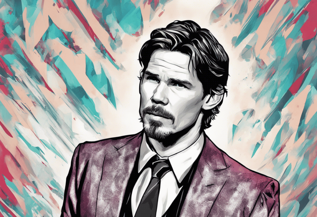 Ethan Hawke illustrated biography, portrait