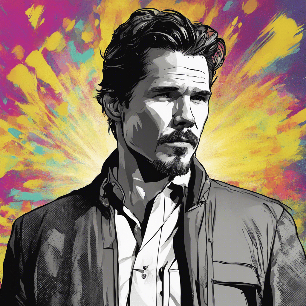 Ethan Hawke's portrait, shiny background