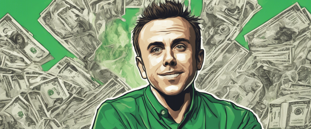 Frankie Muniz's net worth, green wall in the back, money in the background