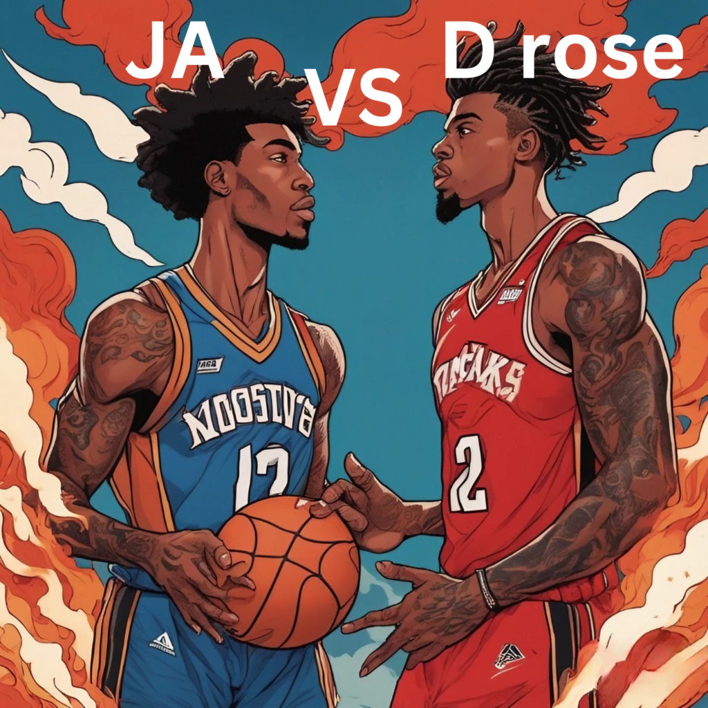ja morant VS derick rose illustration