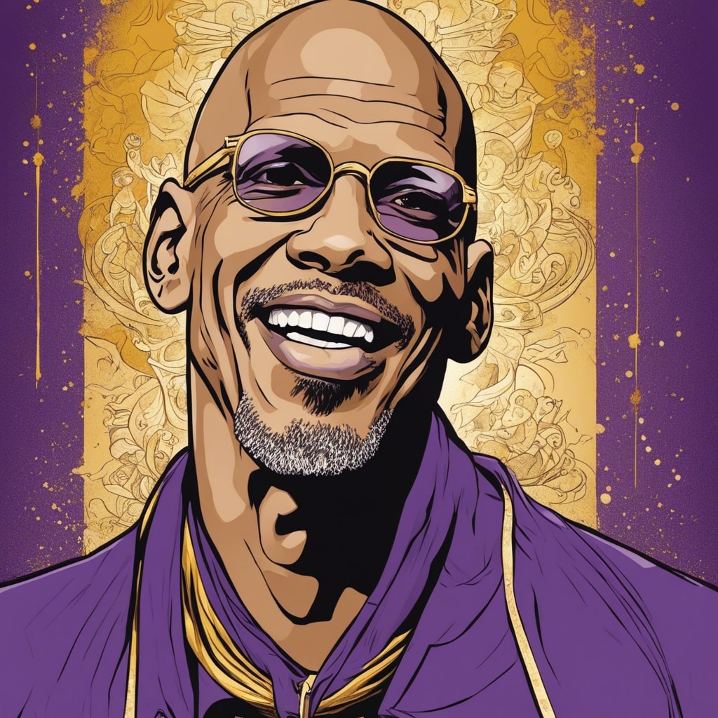 Kareem Abdul Jabbar purple ad gold