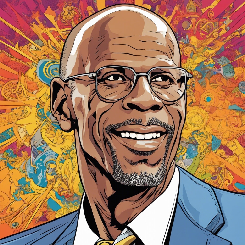 Kareem Abdul Jabbar portrait, colorful