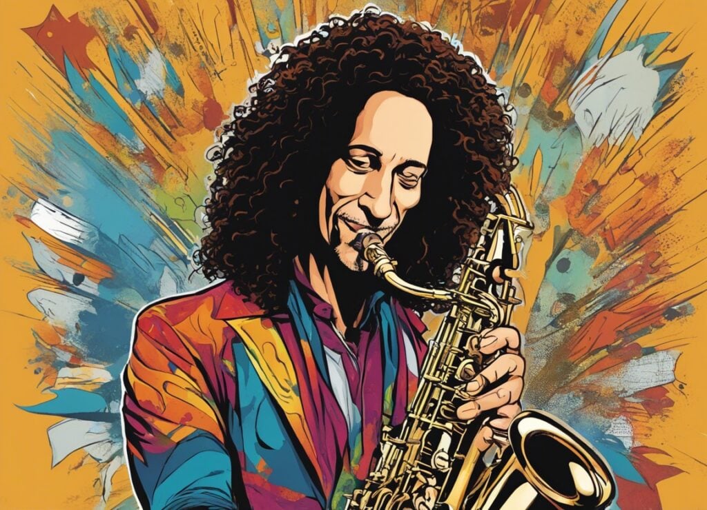Kenny G playing on a saxophone