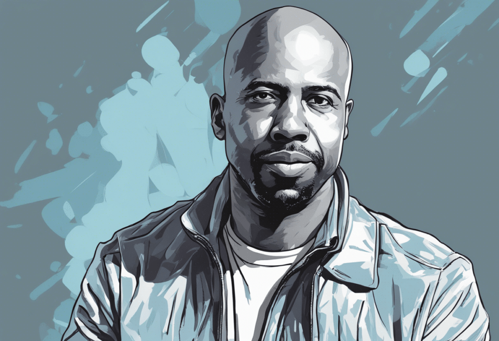 Kenny Smith grey and light blue themed illustration, portrait