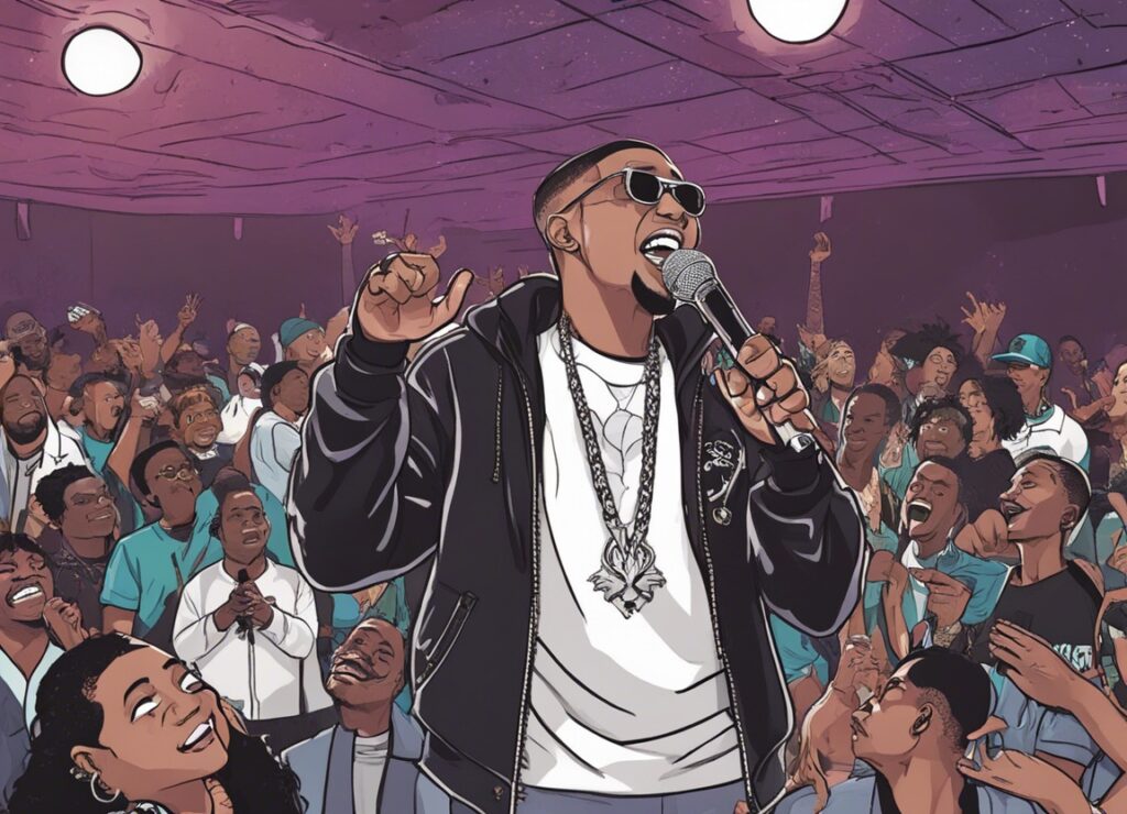 Key Glock singing for the crowd from the stage