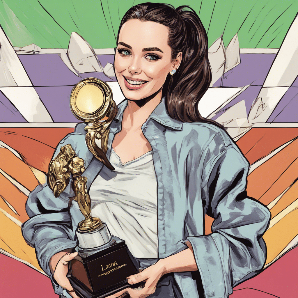 Lana Rhoades lifting an award she won