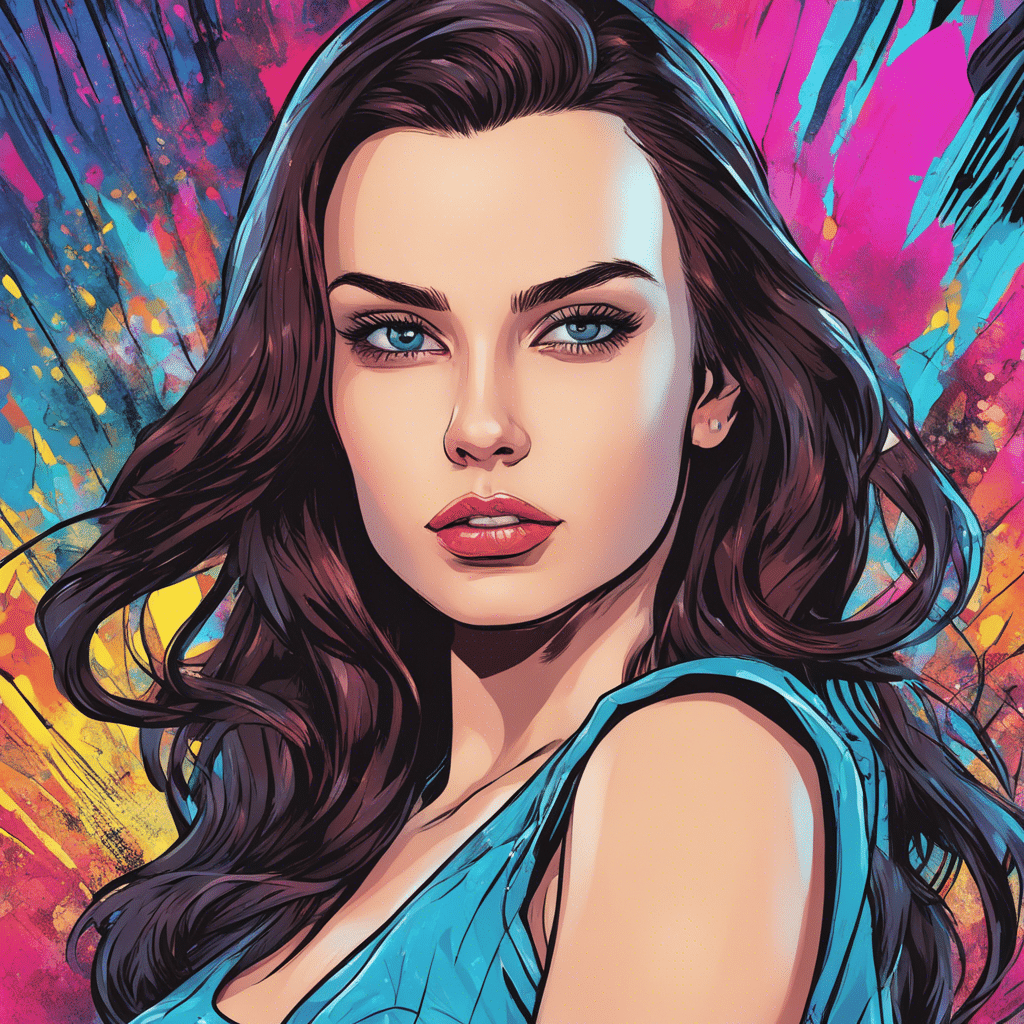 Lana Rhoades's portrait, shiny background