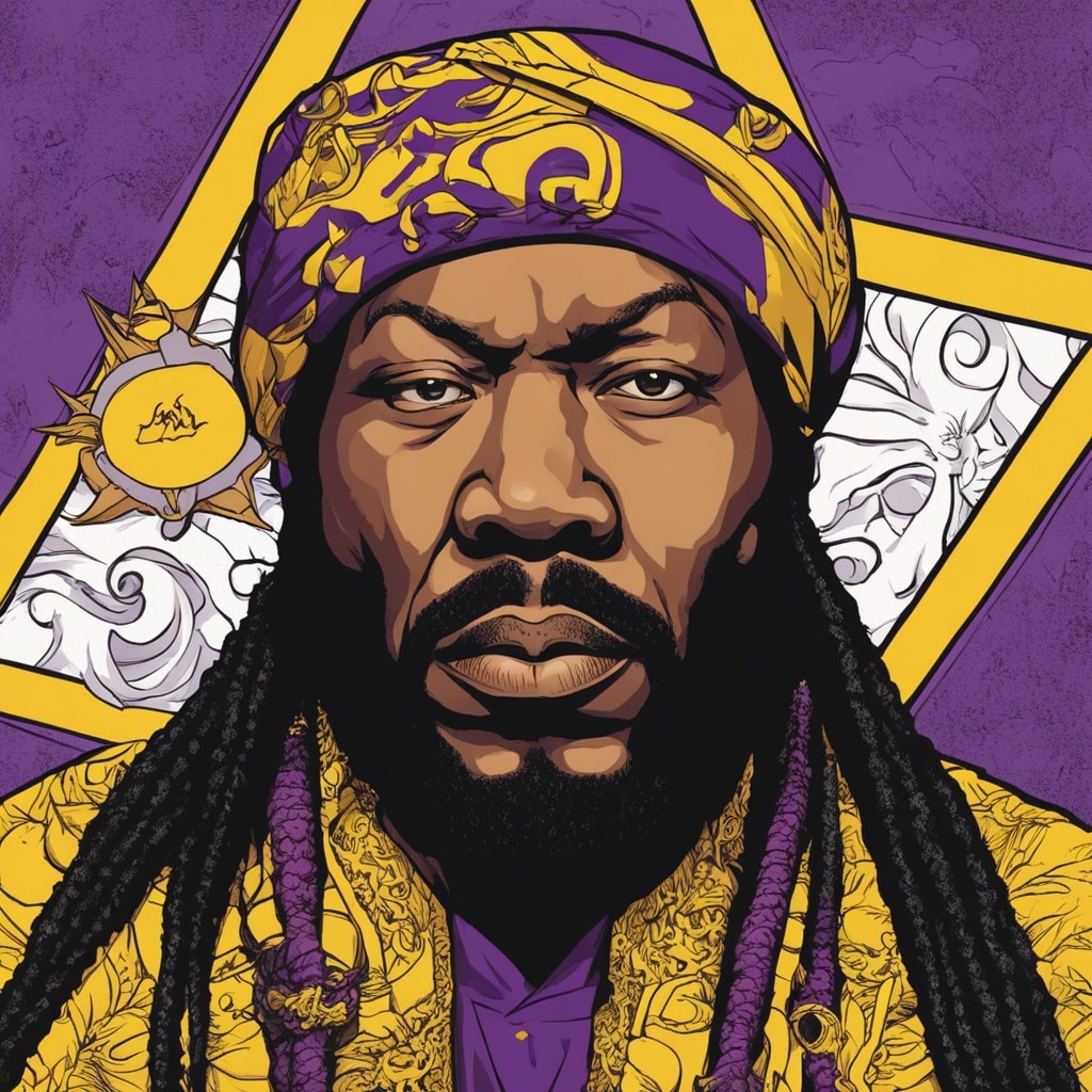 Larry Hoover purple and yellow portrait