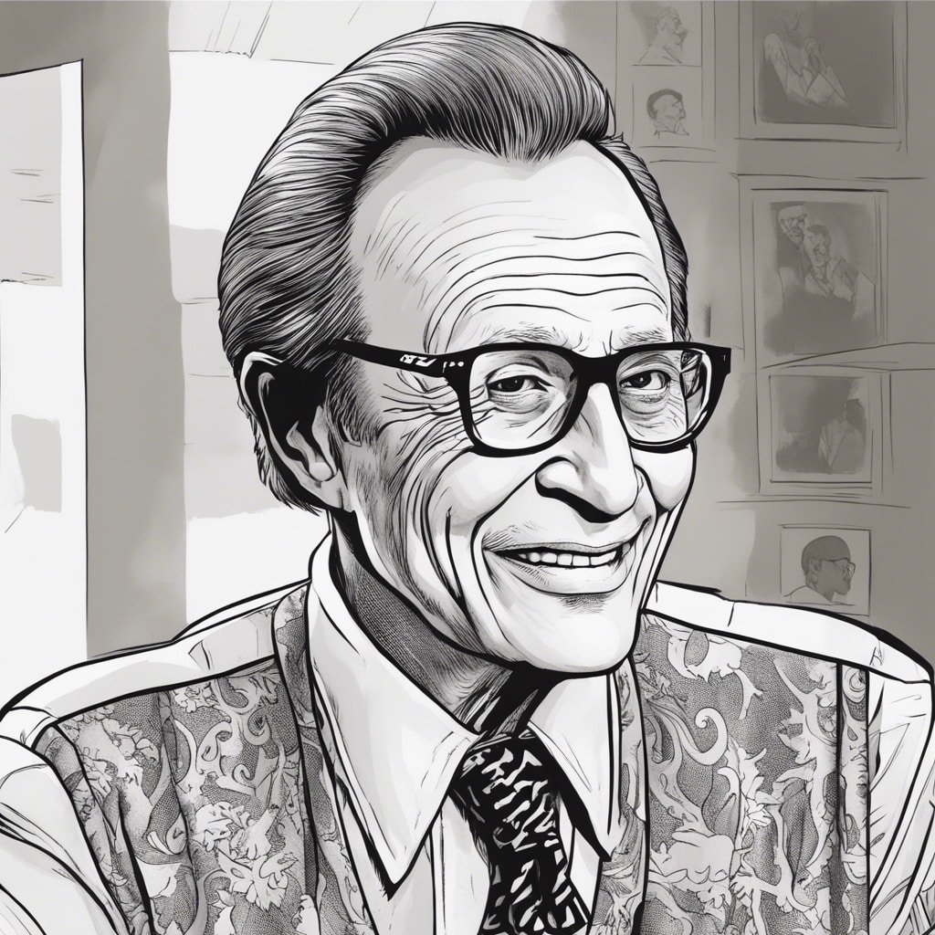 Larry King black and white portrait