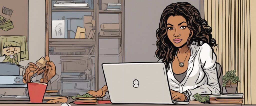 larsa pippen as a teenager on a laptop