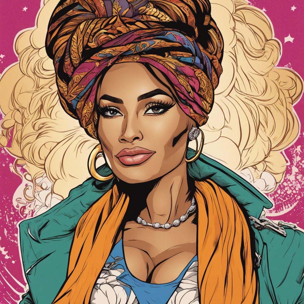 larsa pippen portrait, colorful