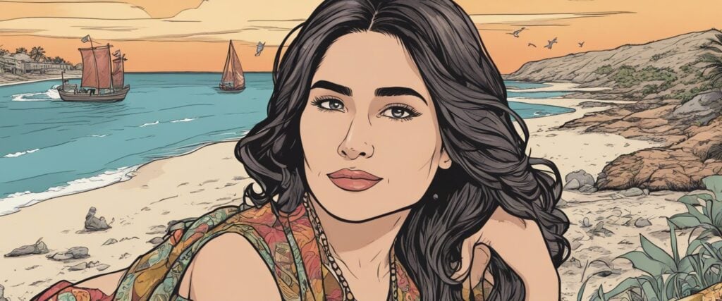 Lauren Sánchez on a beach portrait 