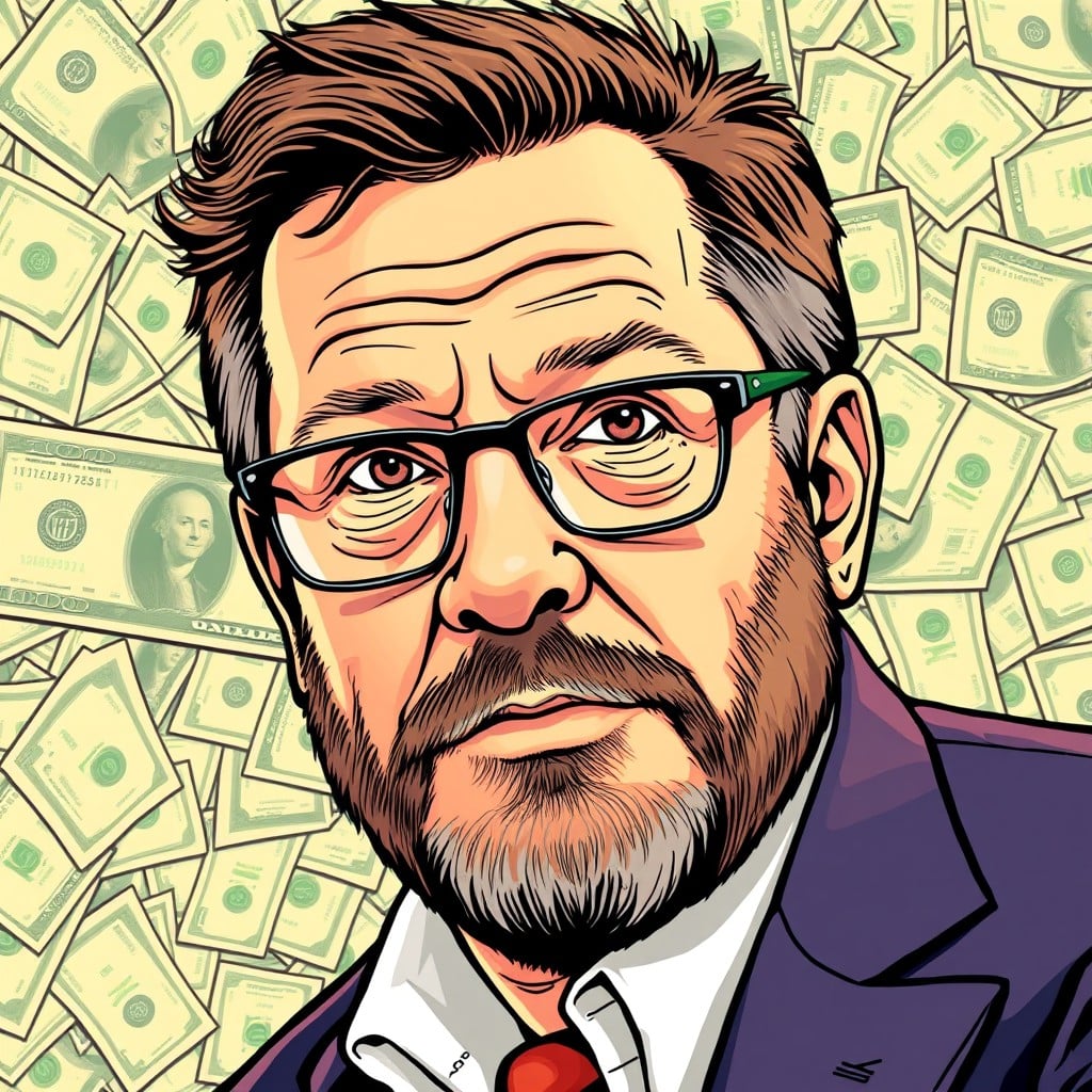 Lucian Grainge's portrait, money background