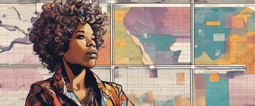 Macy Gray going through business analysis, portrait