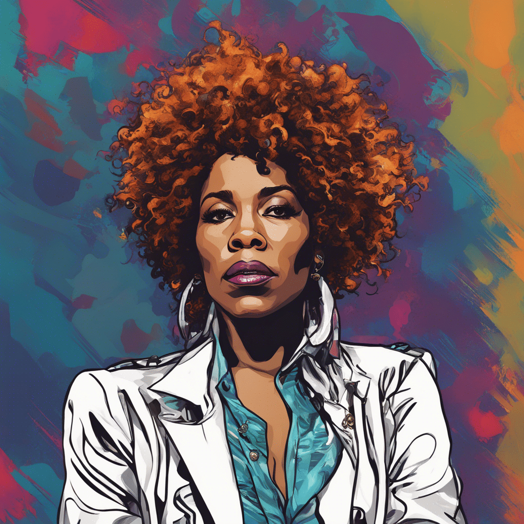 Macy Gray’s portrait, shiny background