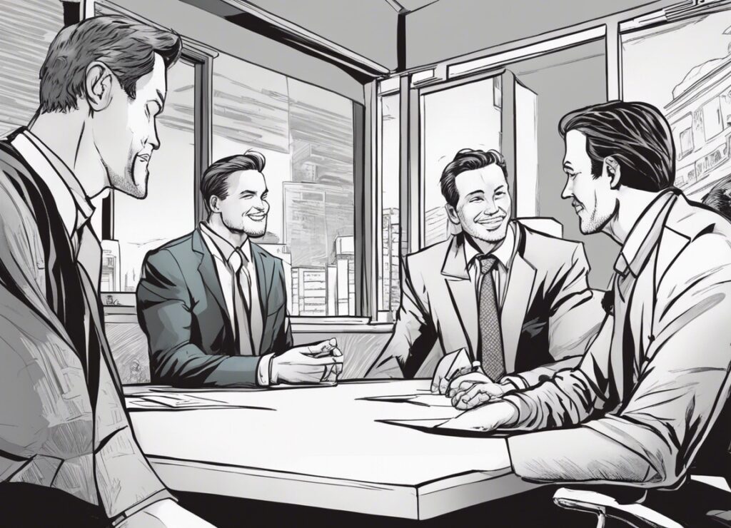 Miguel McKelvey on a business meeting in an office