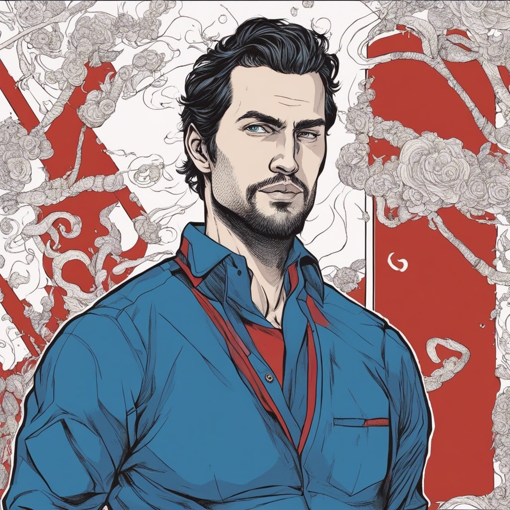 Miguel McKelvey red and blue portrait