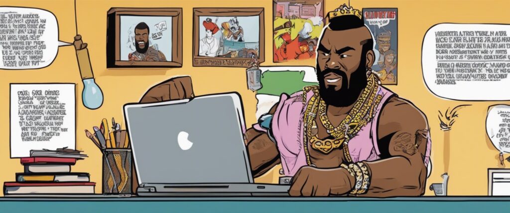 Mr.T on a laptop as a teenager