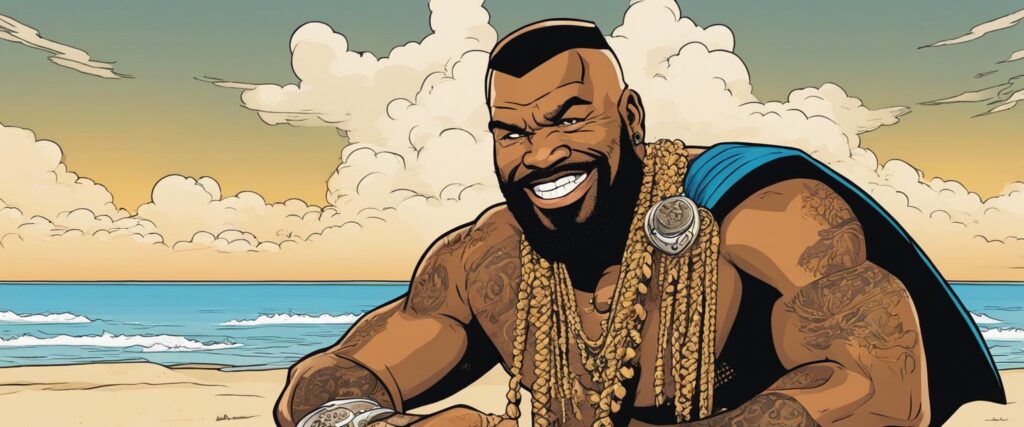 Mr.T on a beach greening