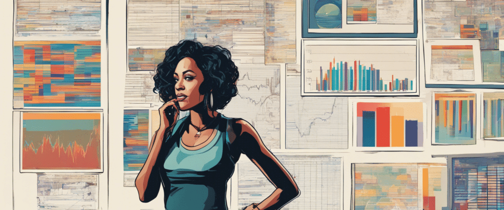 Natalie Nunn going through business analysis, portrait