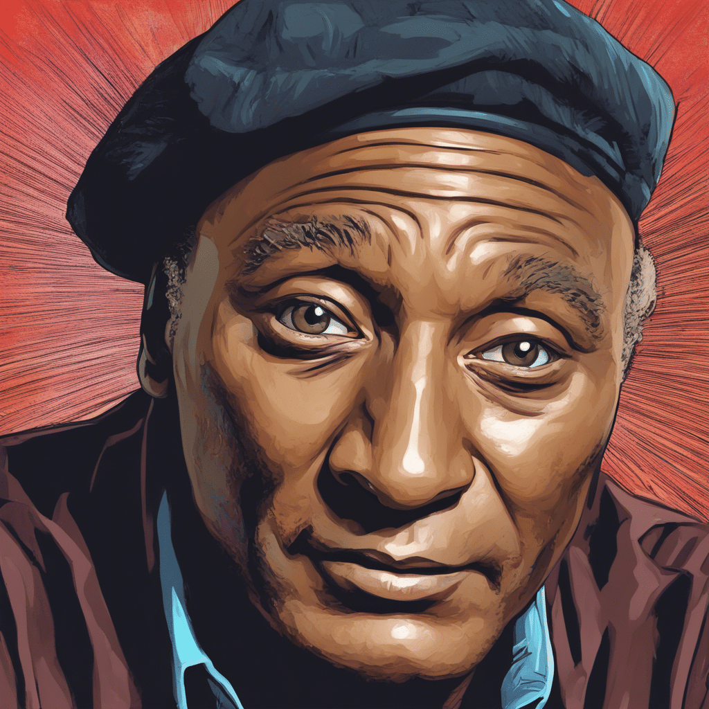 Paul Mooney close up shot, from a movie scene
