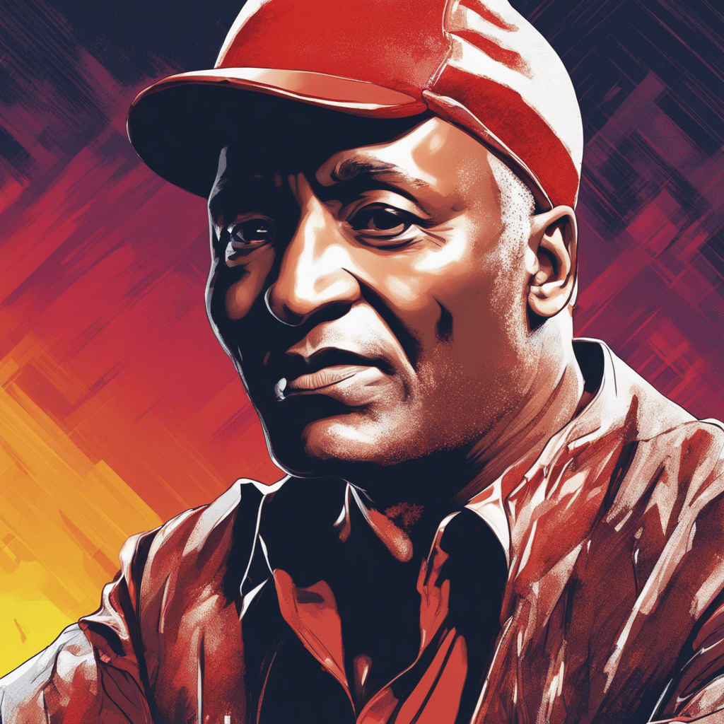 Paul Mooney's portrait, shiny background